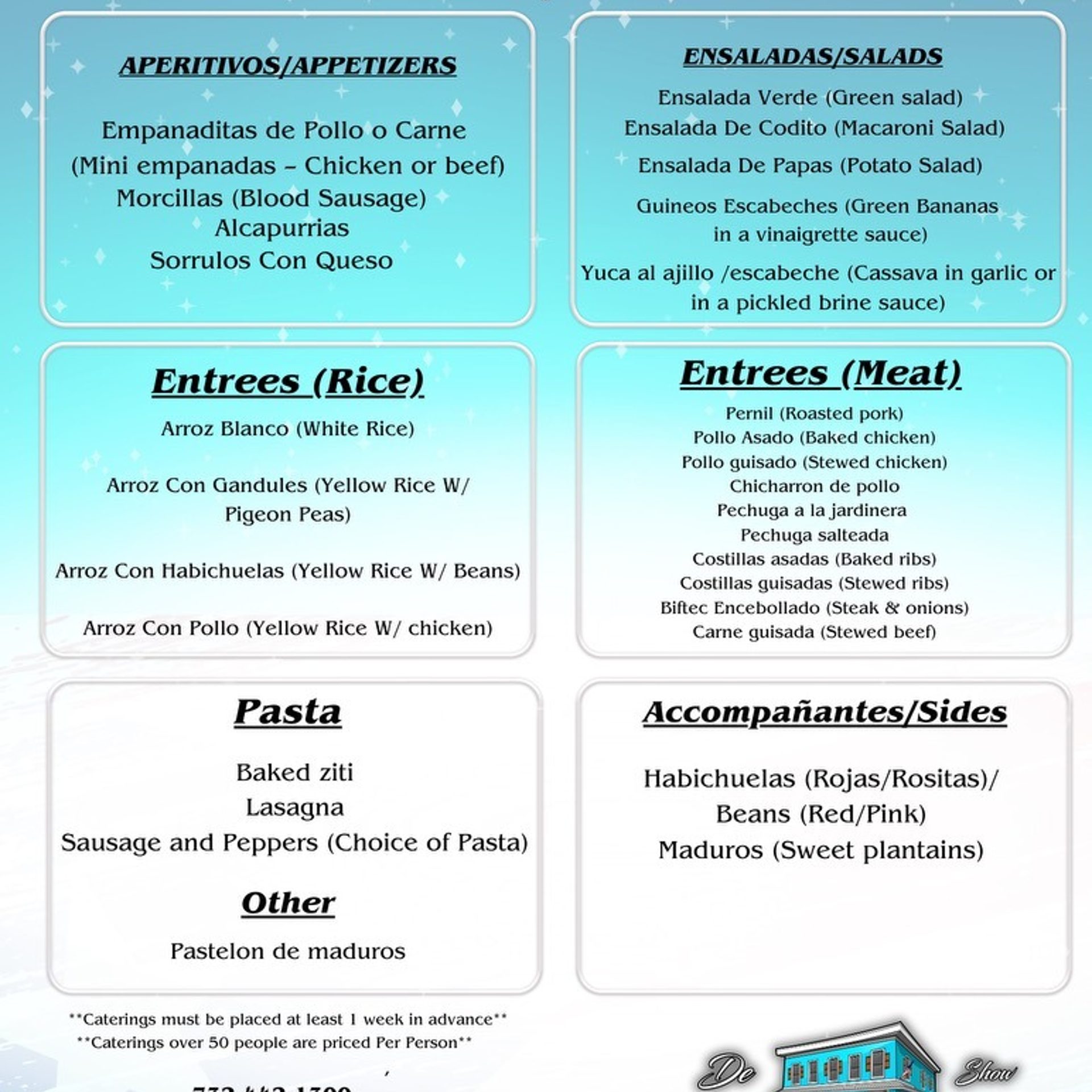 Catering menu