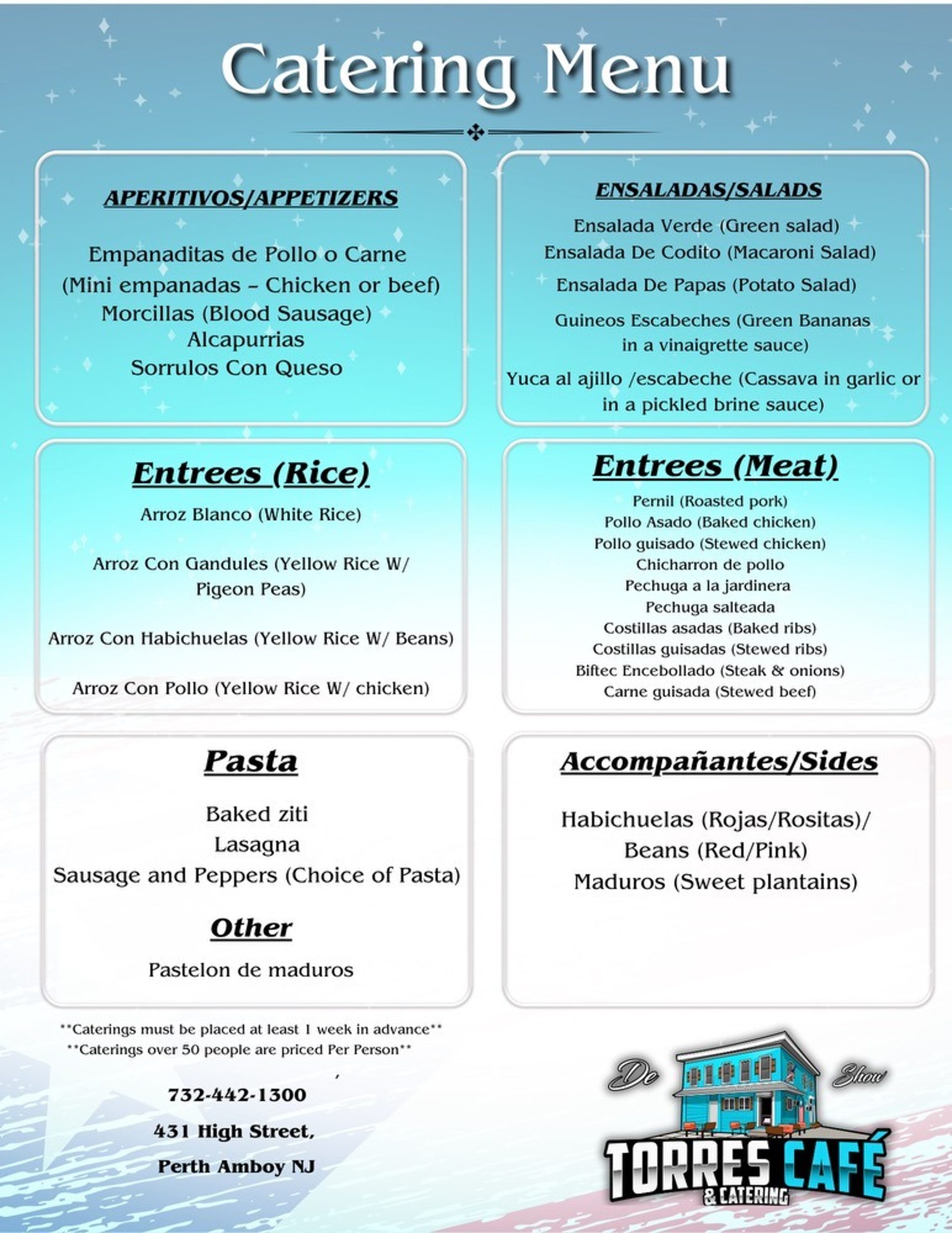 Catering menu